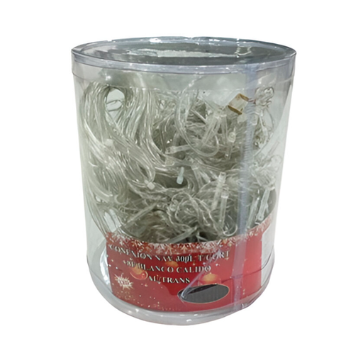 [128434] Conexion  navideña 300l tipo cortina 8f blanco calido  cable transparente