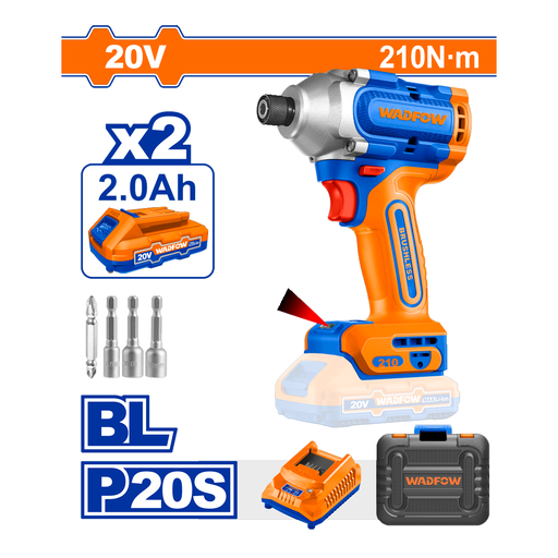 [147096] Atornillador impacto 20v 1/2" 210n 2 baterías wadfow