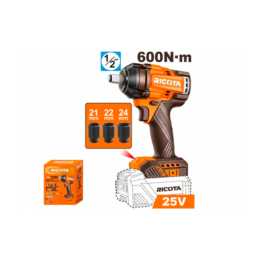 [151797] Pistola impacto  25v 1/2" 600n sin bateria ricota