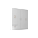 Ropero mdf 6 puertas 2 gavetas 160x47x189 centimetros poliman arrefice blanco