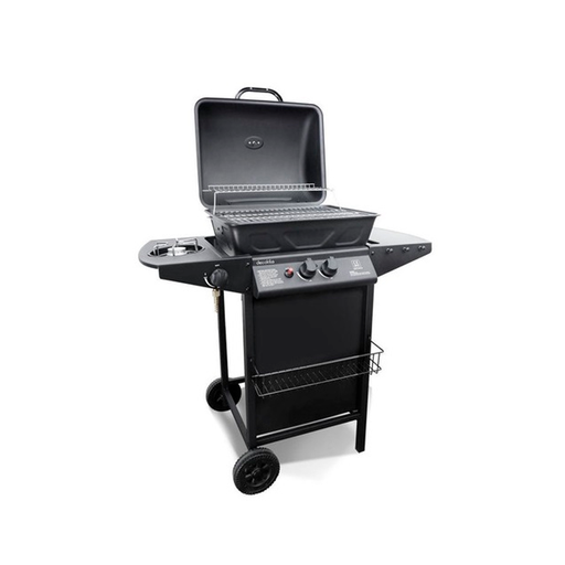[120325] Asador de gas 2 quemadores con tapadera / llantas 33.8" decakila kmgs005b negro Anafre