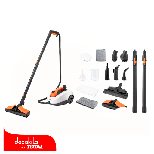 [125901] Limpiador a vapor con accesorios 1.3 litros decakila kuen017w naranja